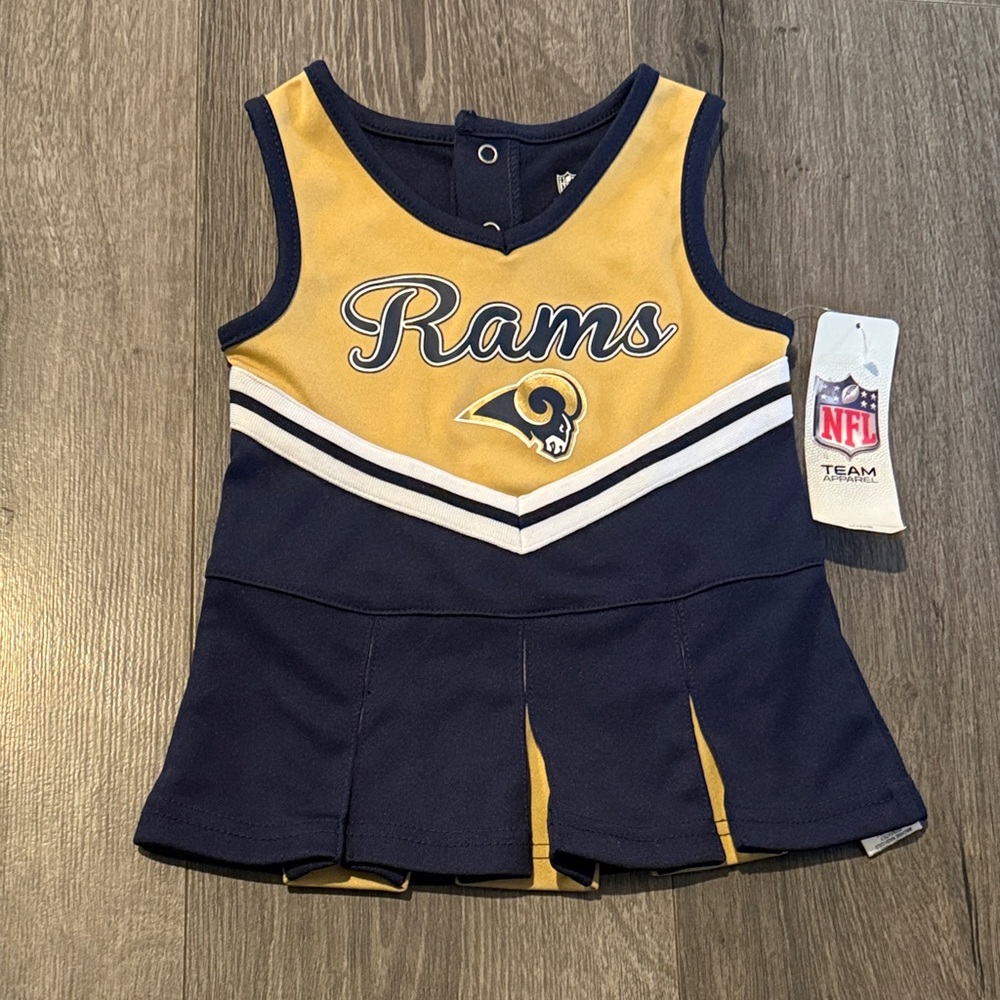 NFL Los Angeles Rams Football Kids Cheerleader Outfit in Navy and Gold Cheer